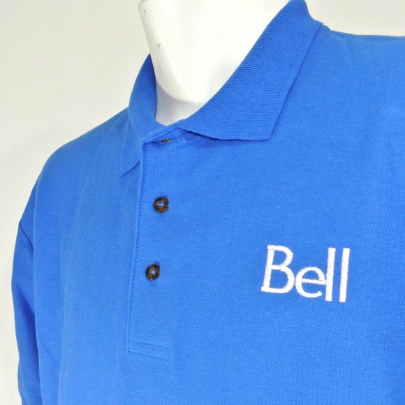 BELL Canada Telephone Employee Uniform Men's Blue Polo Shirt Size M Medium - Picture 1 of 12